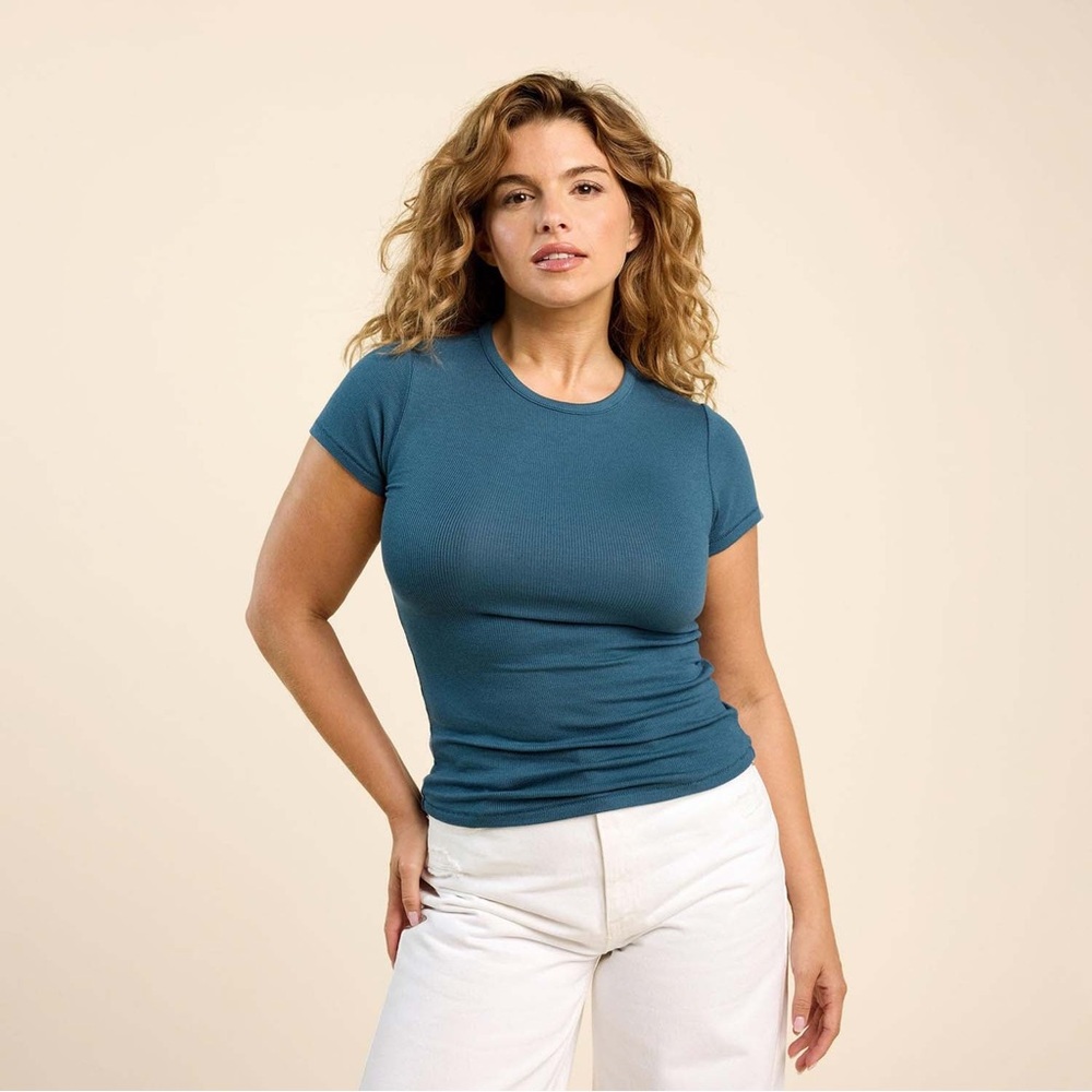 Nuuds Slinky Rib Tee | Ocean